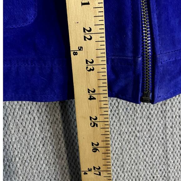 Liz Claiborne New York Suede Leather Jacket Womens L Royal Blue Fade Boho Chic - Picture 11 of 12
